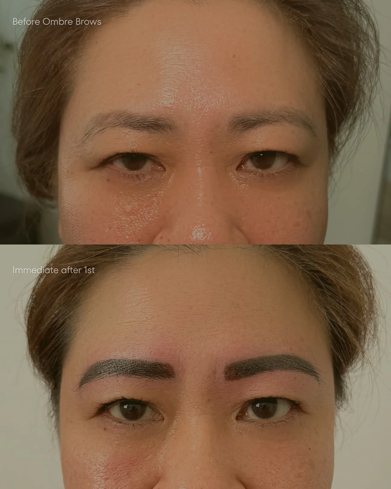 Before / after powder brows treatment on my lovely asian heritage client.