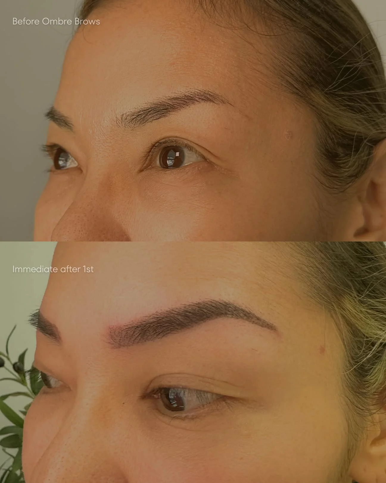 Natural powder brows adding soft definition while maintaining a subtle finish at Elite PMU London.