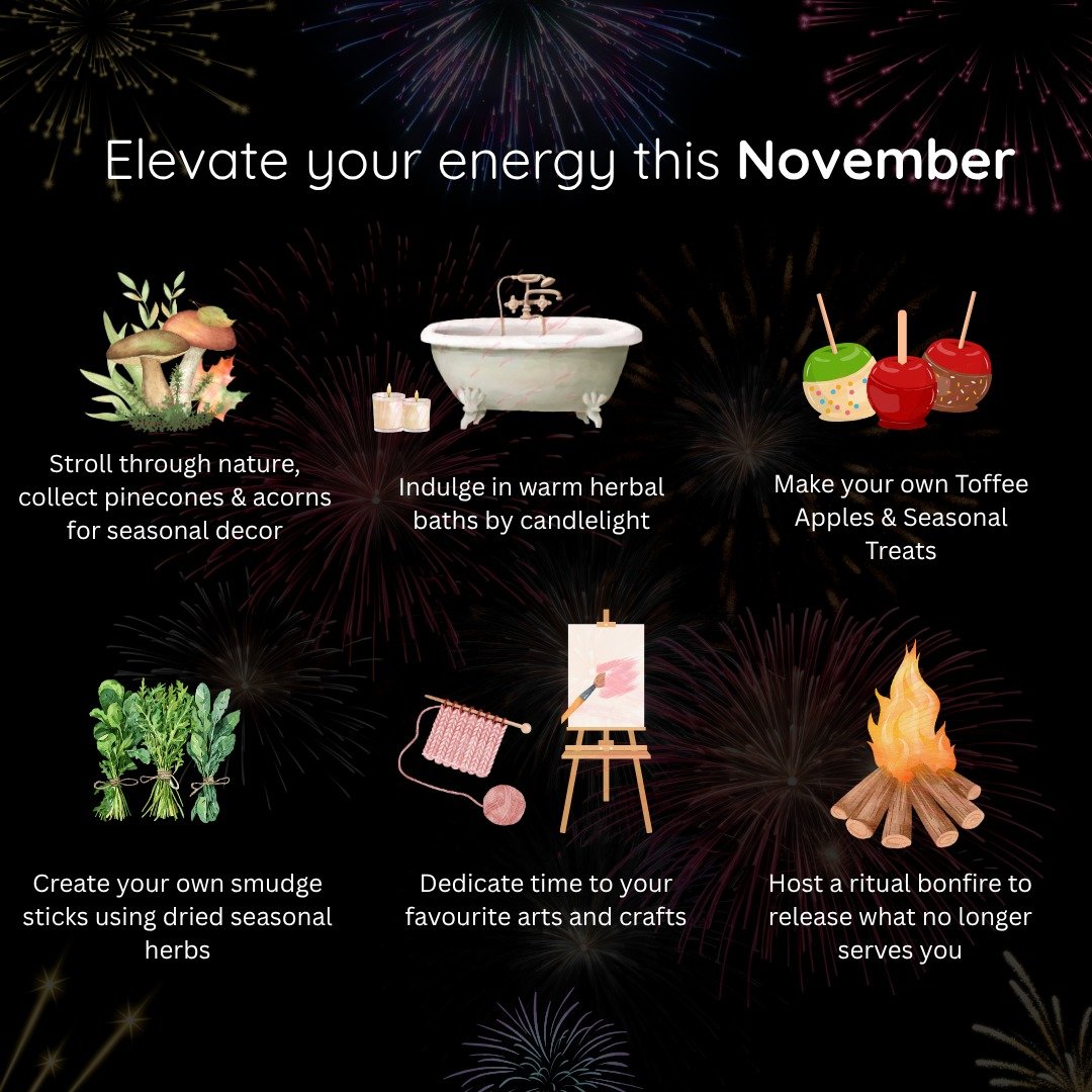 November is the perfect month to slow down, connect with the season, and raise your vibes. 🍂 From cosy self-care to creative magic. Raise your vibration, and enjoy the little pleasures. ✨

#SpiritAndSalt #ElevateYourEnergy #NovemberMagic #SamhainVib