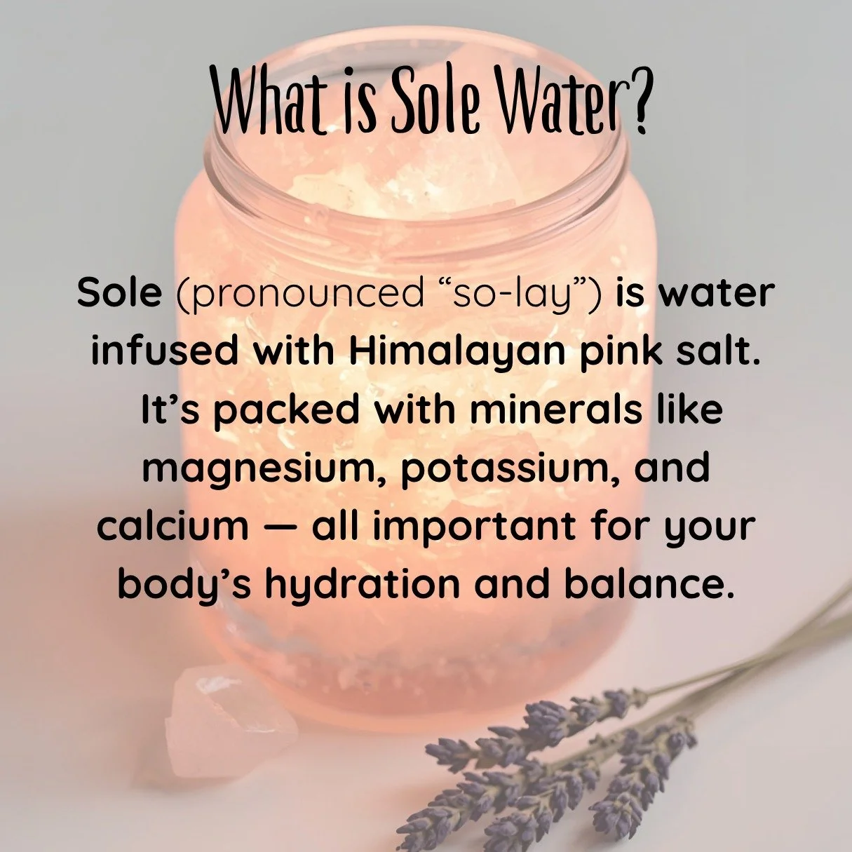 💧 Sole Water: A Magical Morning Mineral Boost 💧

Start your day with a little magic ✨ &mdash; sole water is mineral-rich, hydrating, and energizing. It helps balance electrolytes, support digestion, and refresh your body from the inside out. 🌿💛

