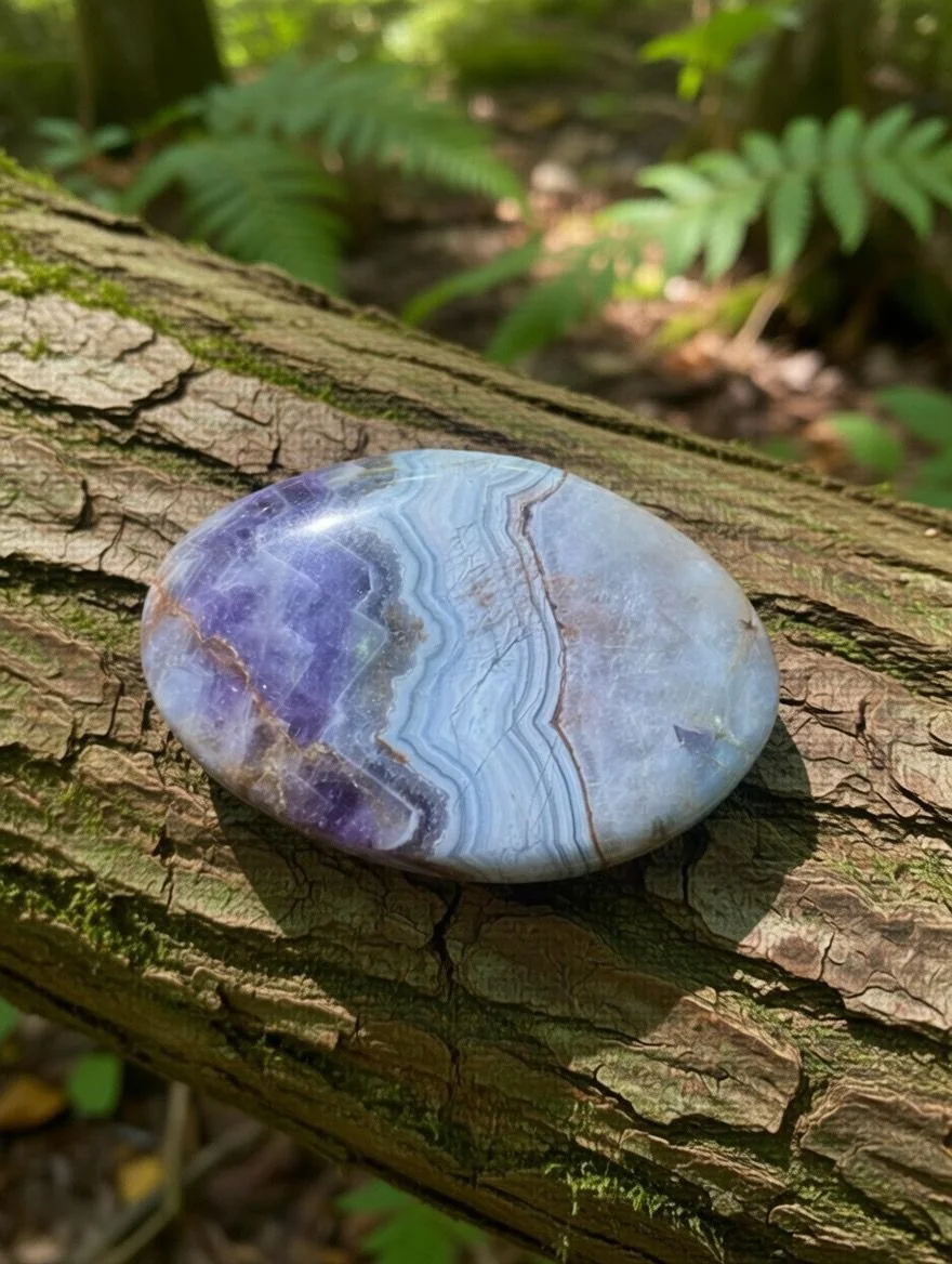 Amethyst Natural Chevron Palm Stone