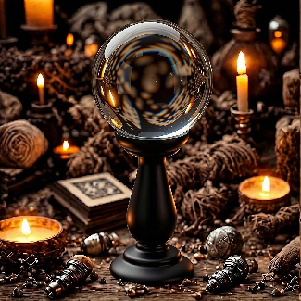 Small Clear Crystal Ball on Stand