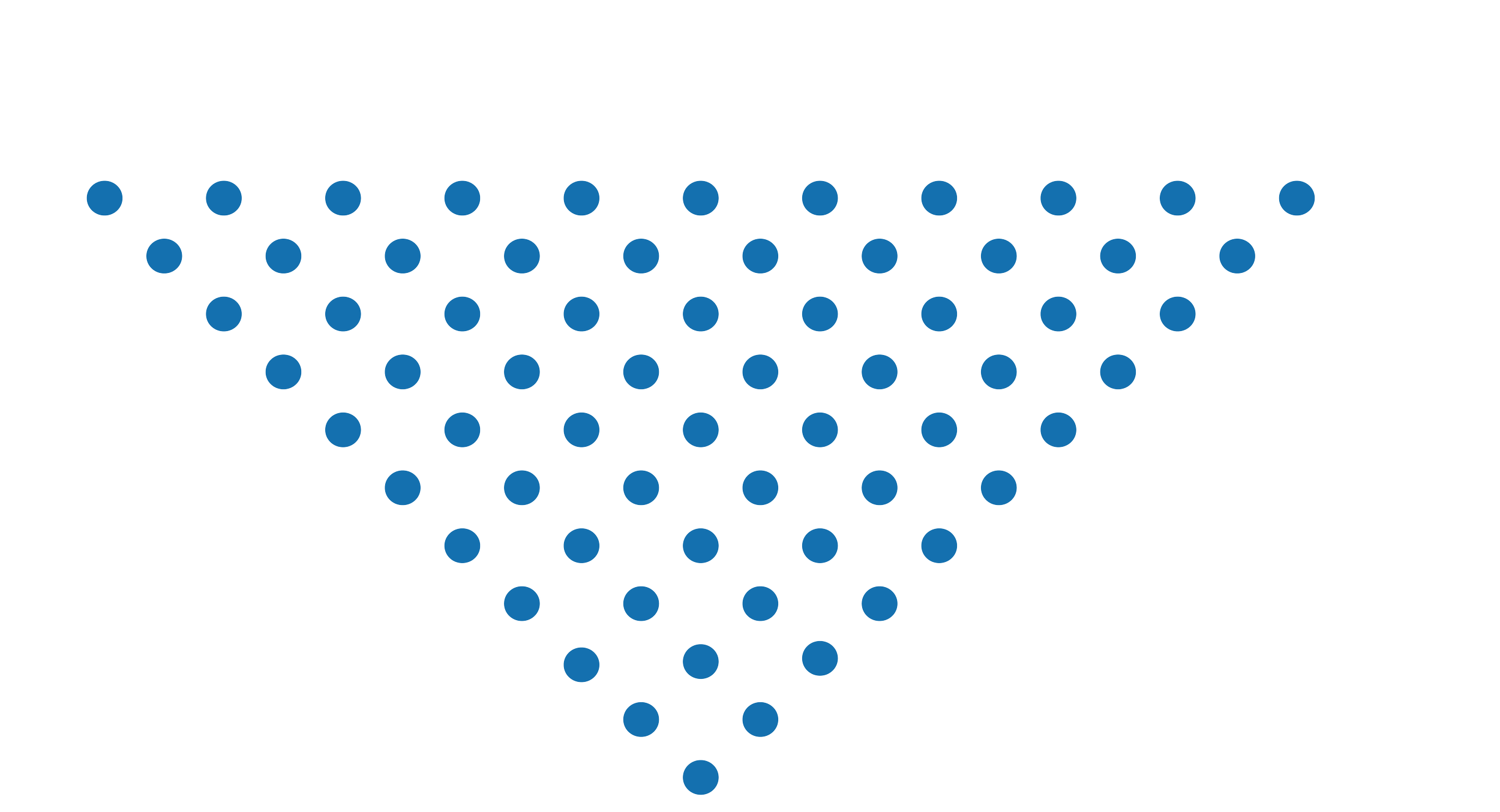 A blue heart shape made up of small circles, arranged in a gradient pattern on a black background.