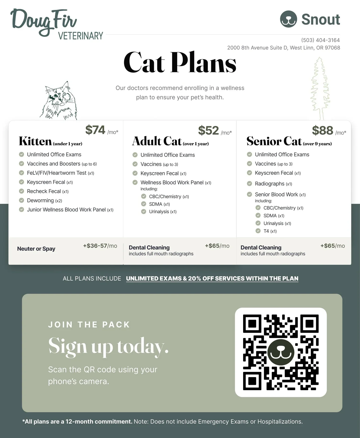 Pet wellness plan from Doug Fir Vet