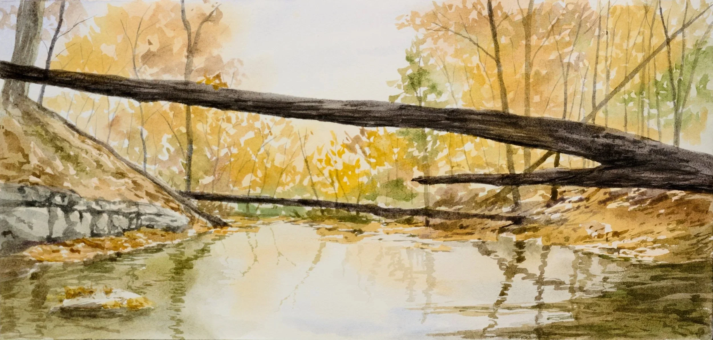 Becoming a Stream - Watercolor on Paper - 6" x 12" 2025