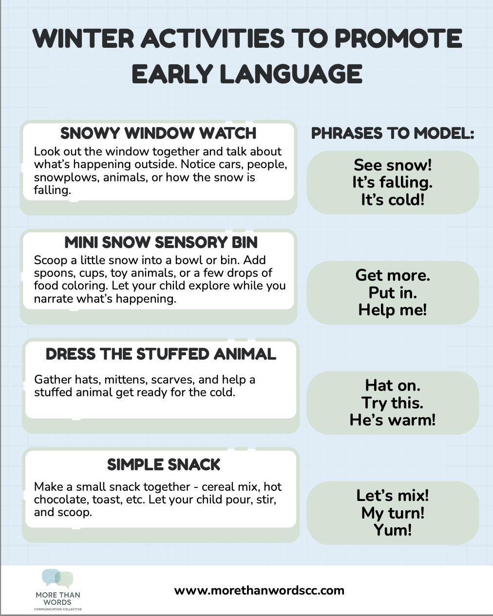 Winter Activity Ideas to Promote Early Language