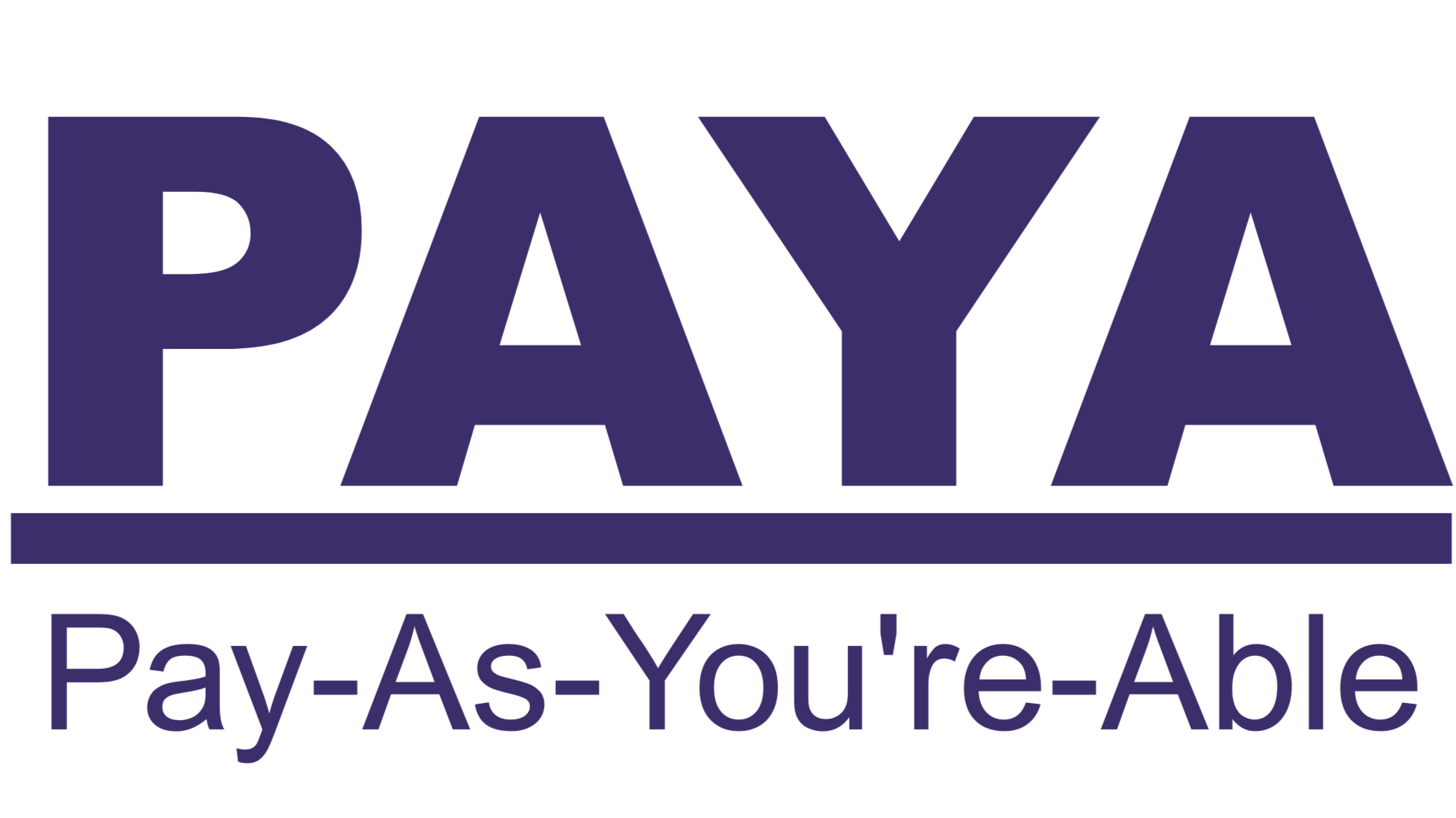 The PAYA logo with the words Pay-As-You're-Able written below in purple text.