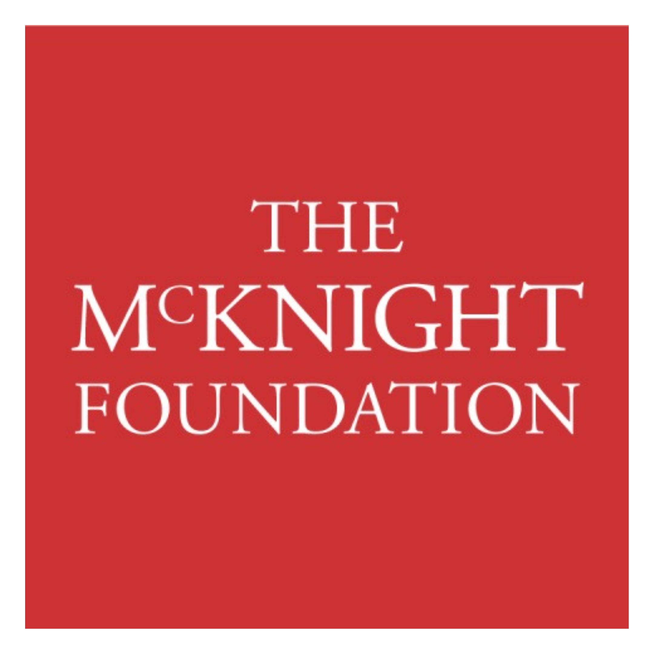 Logo of The McKnight Foundation with red background and white text.