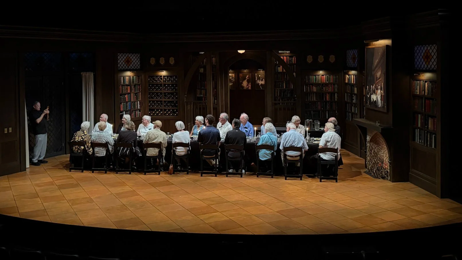 Members of the Mystery Writers' Producers' Club enjoying dinner on the set of The Butler Did It. (2025/2026)