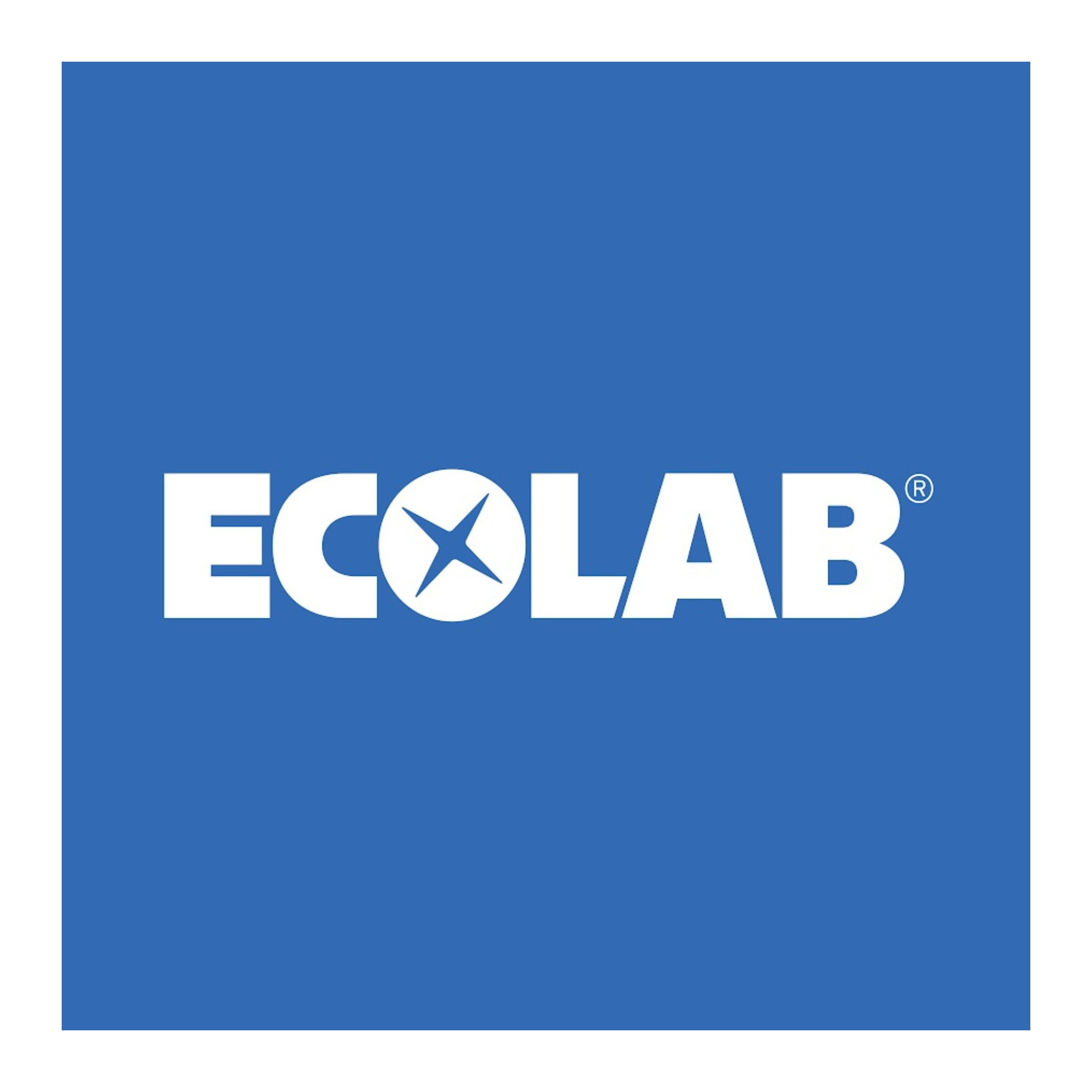 Ecolab logo with white text and star symbol on a blue background.