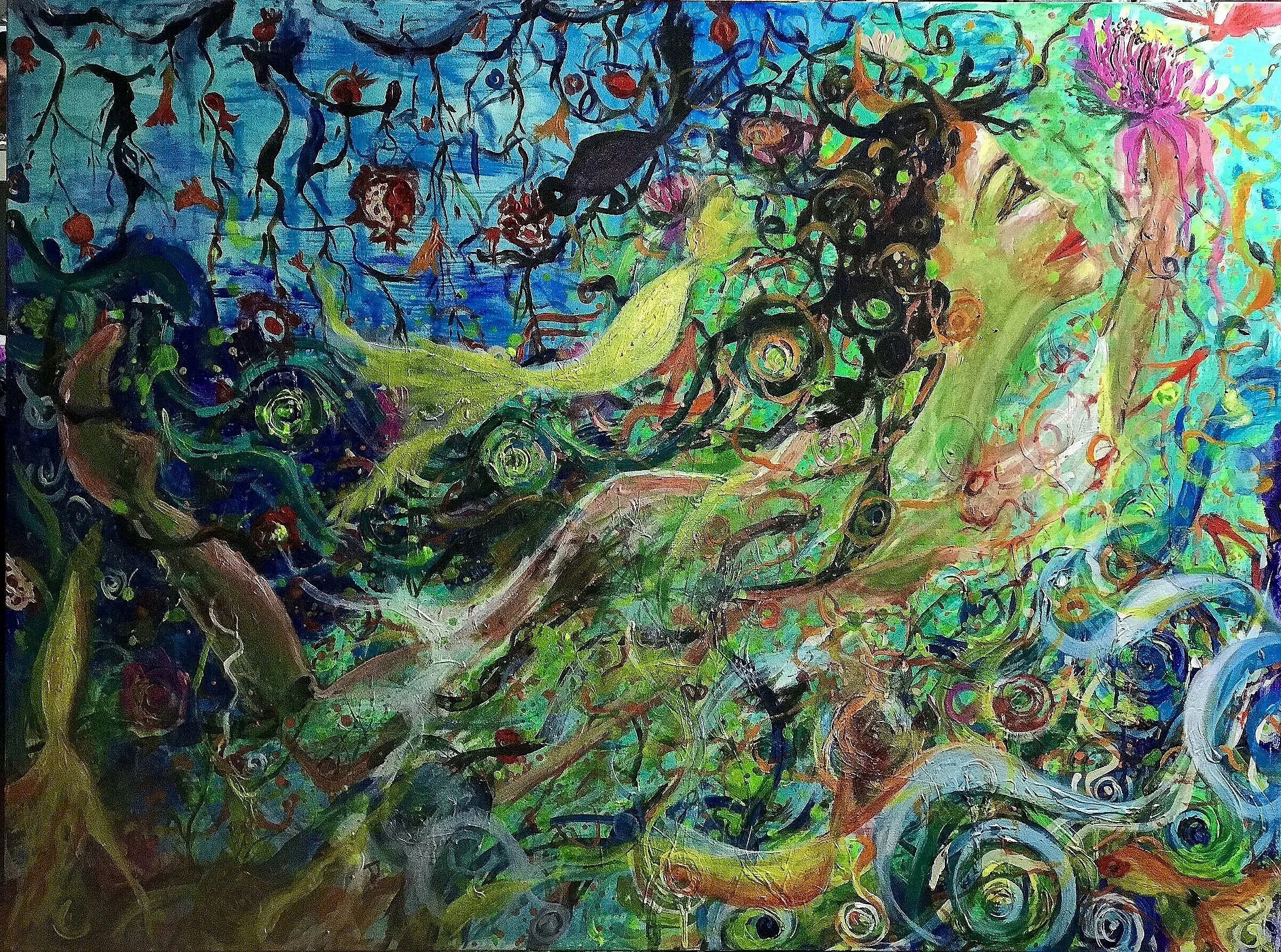 Rebar Sham, Acrylic and Oil on canvas; 30x40 in