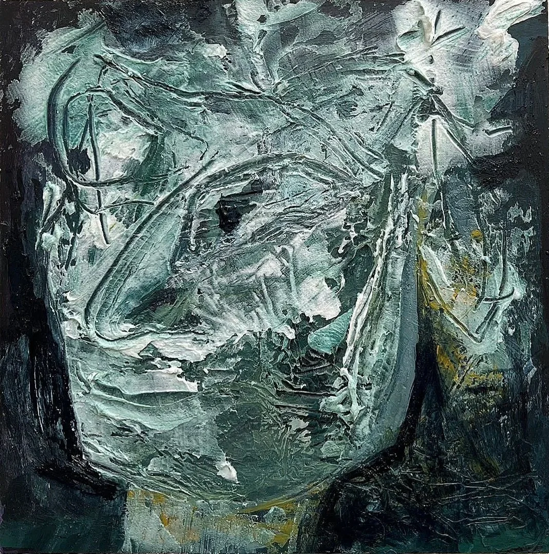 Too hot; Acrylic on wood; 12x12 in