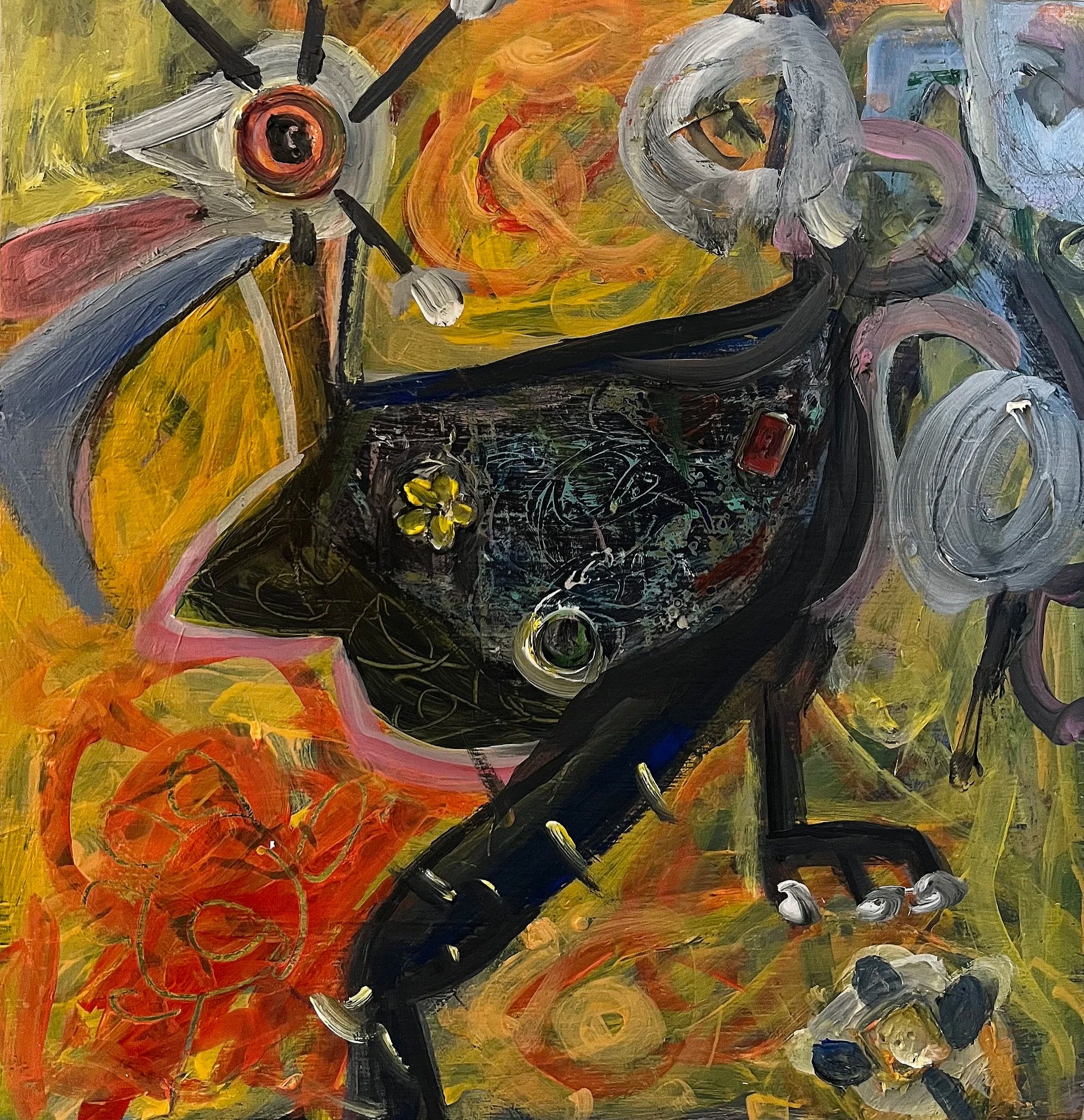 Baldwin; Acrylic on wood; 15x15 in