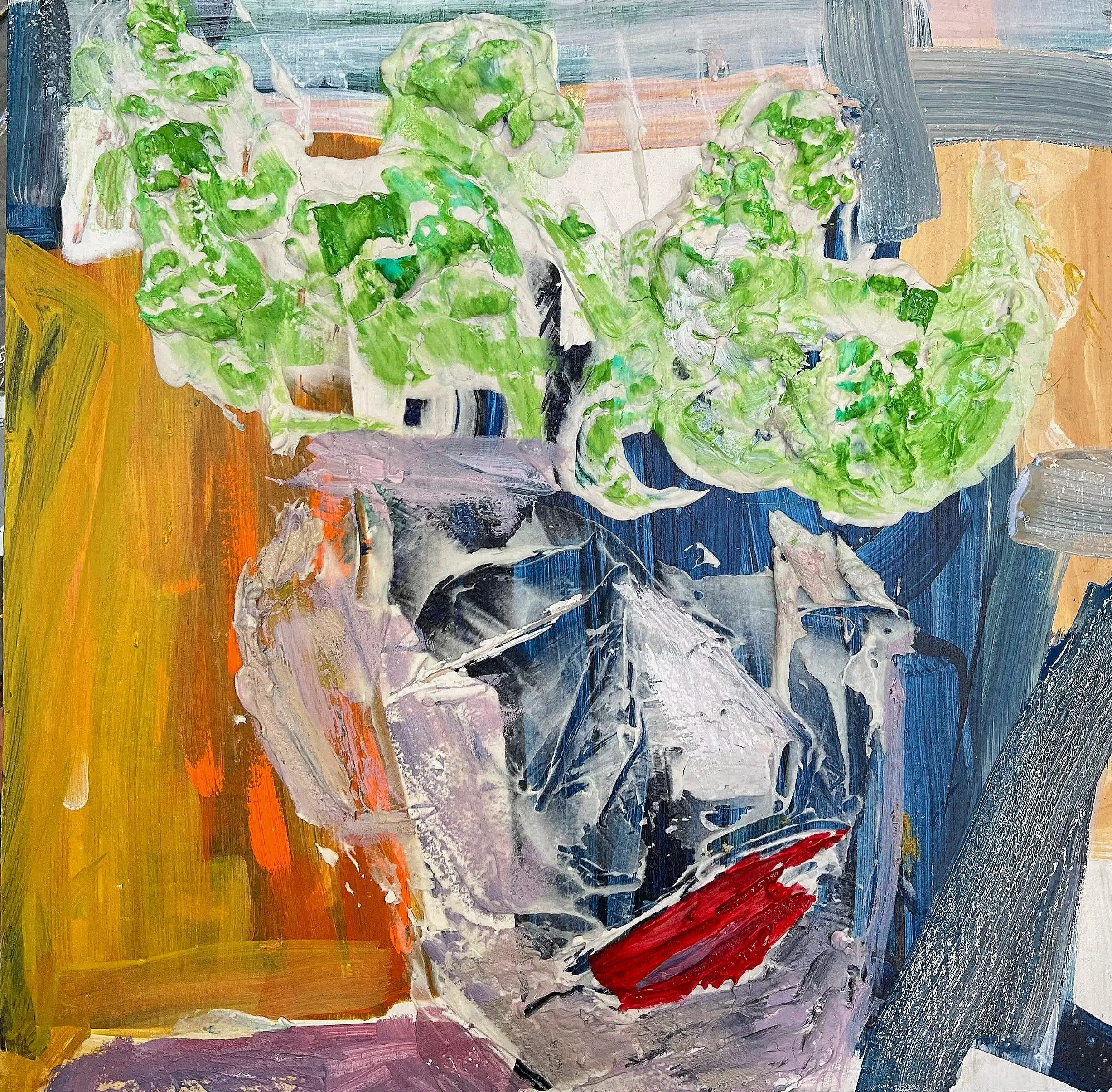 Broccoli for wedding; Acrylic on wood; 15x15 in