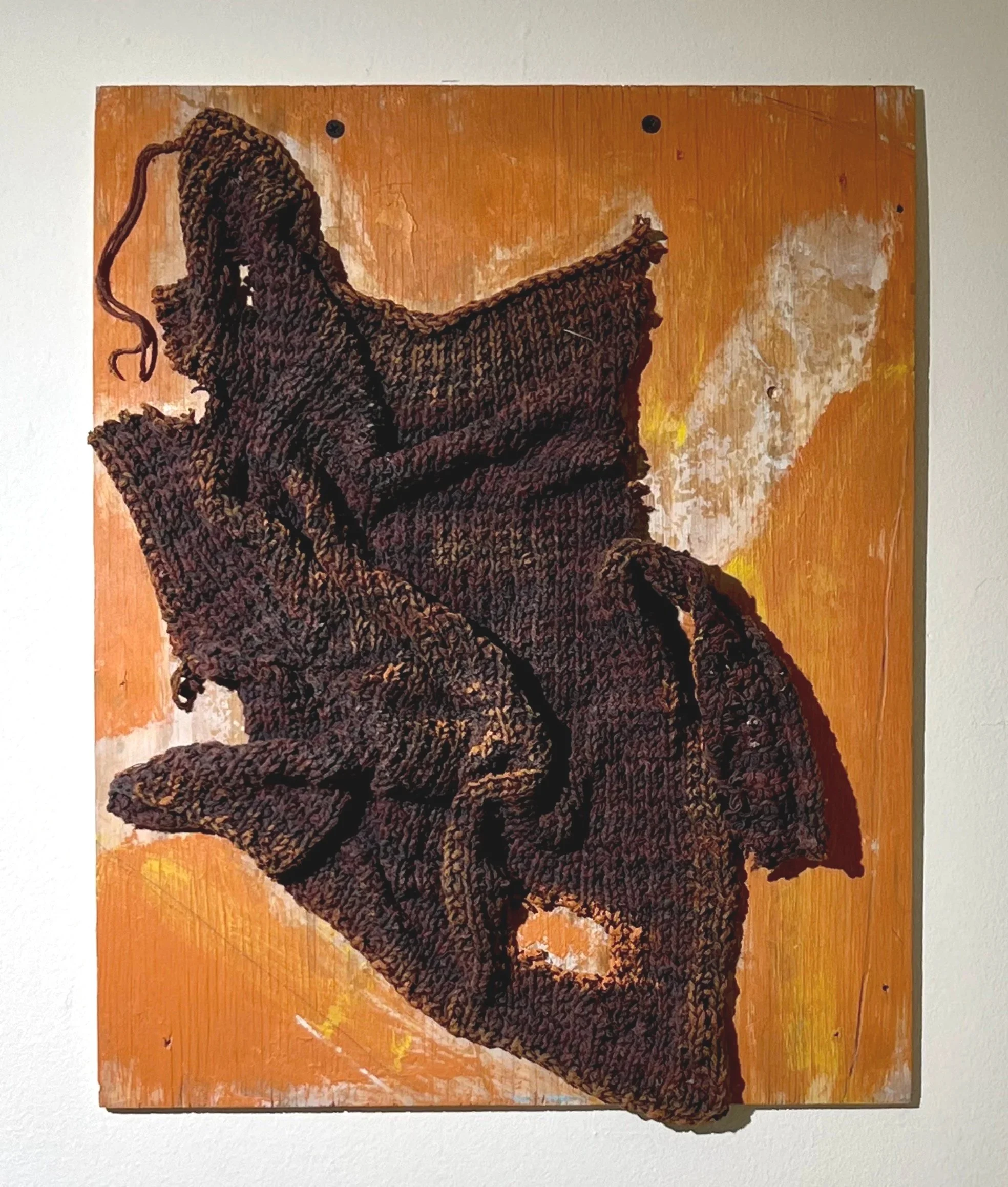 Summer sweater; Old sweater on wood; 24x18 in