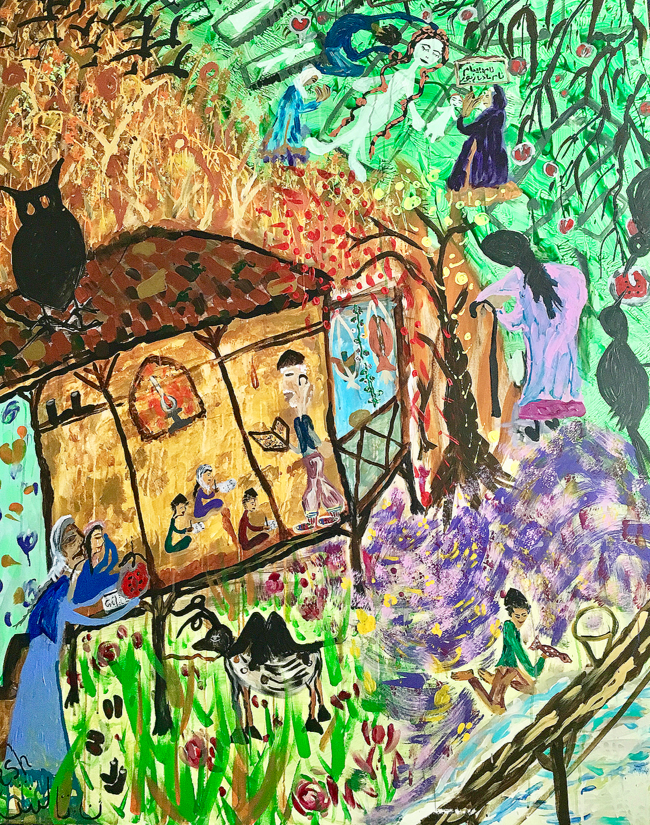 "Y as Yas", the teacher said.; Acrylic on Canvas; 72x62 in