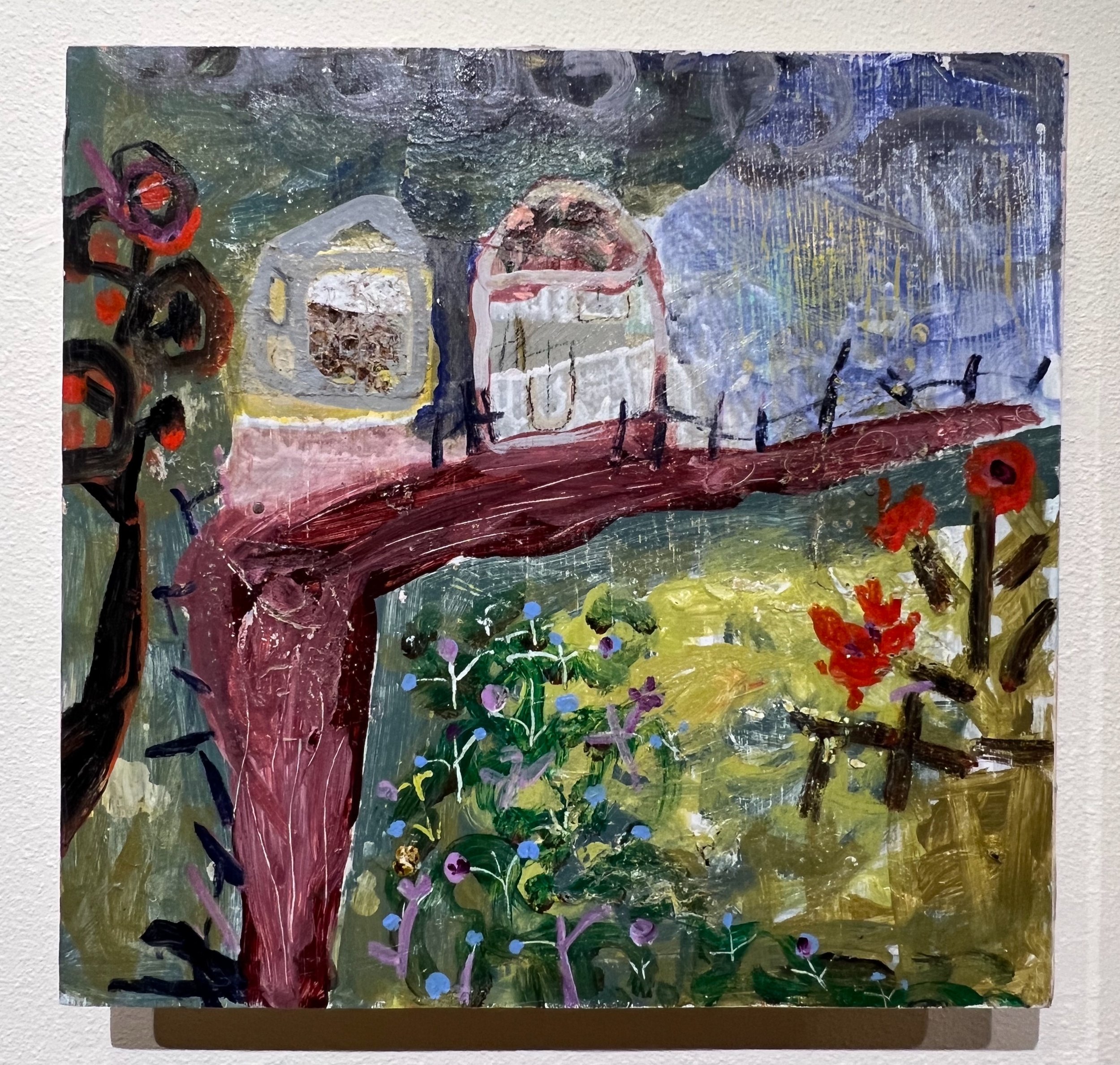 Fountain; Acrylic on wood; 15x15 in