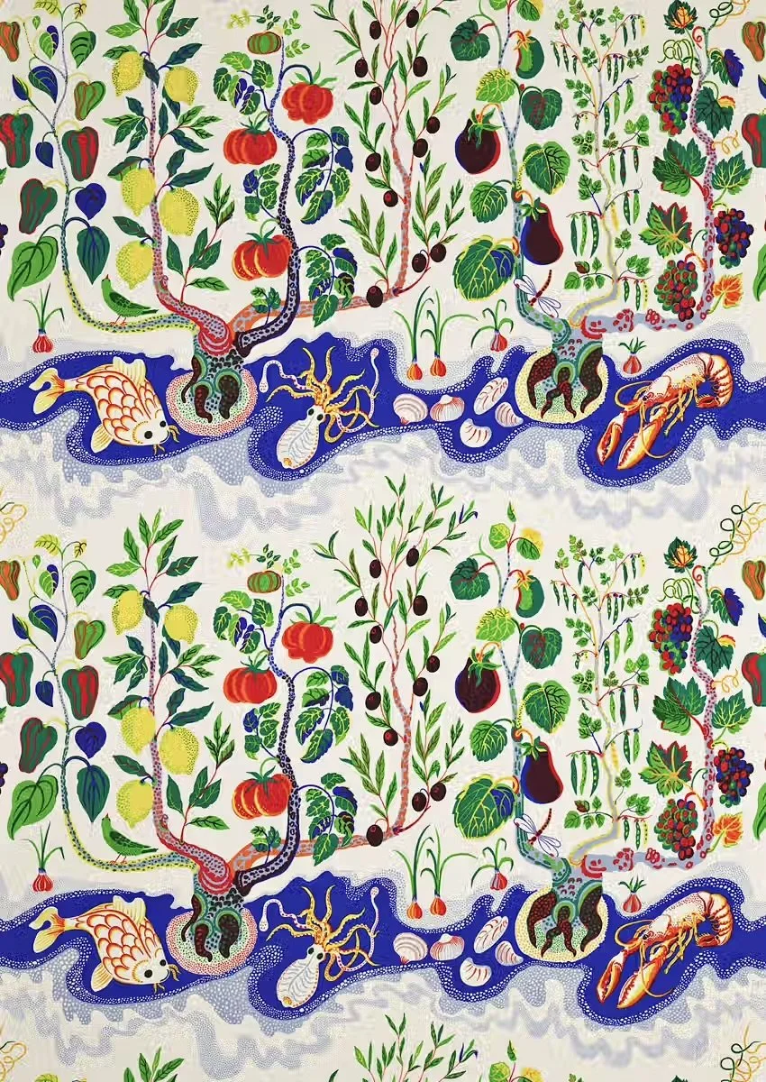 Padrão em tecido do famoso designed Josef Frank, produzido por Svenskt Tenn.
