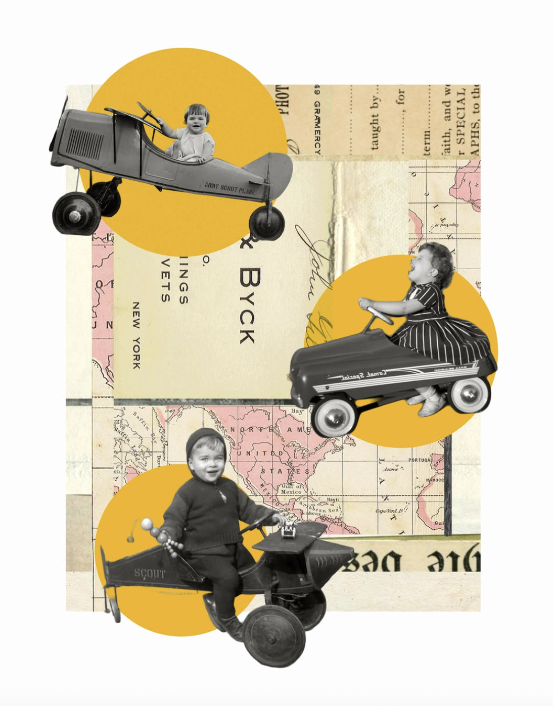 'Kids on Tour' Collage art by Stefanie Chew