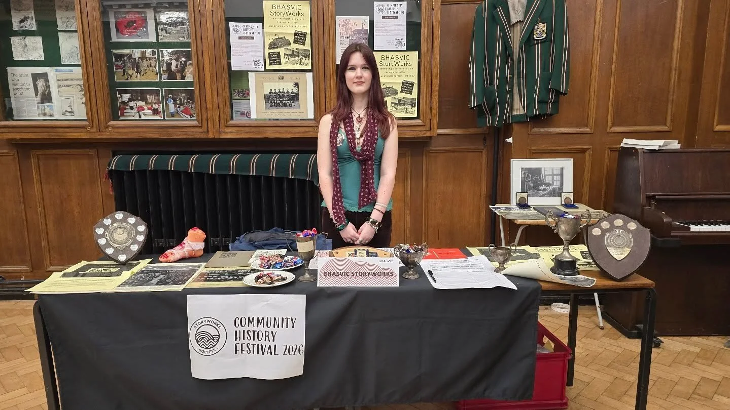 🗣 We're here at the BHASVIC Re-freshers Fair! We are gathering interest and volunteers for our festival. We have a range of artifacts on display, from original photos to trophies. Students are welcome between 1145 - 1300 today!