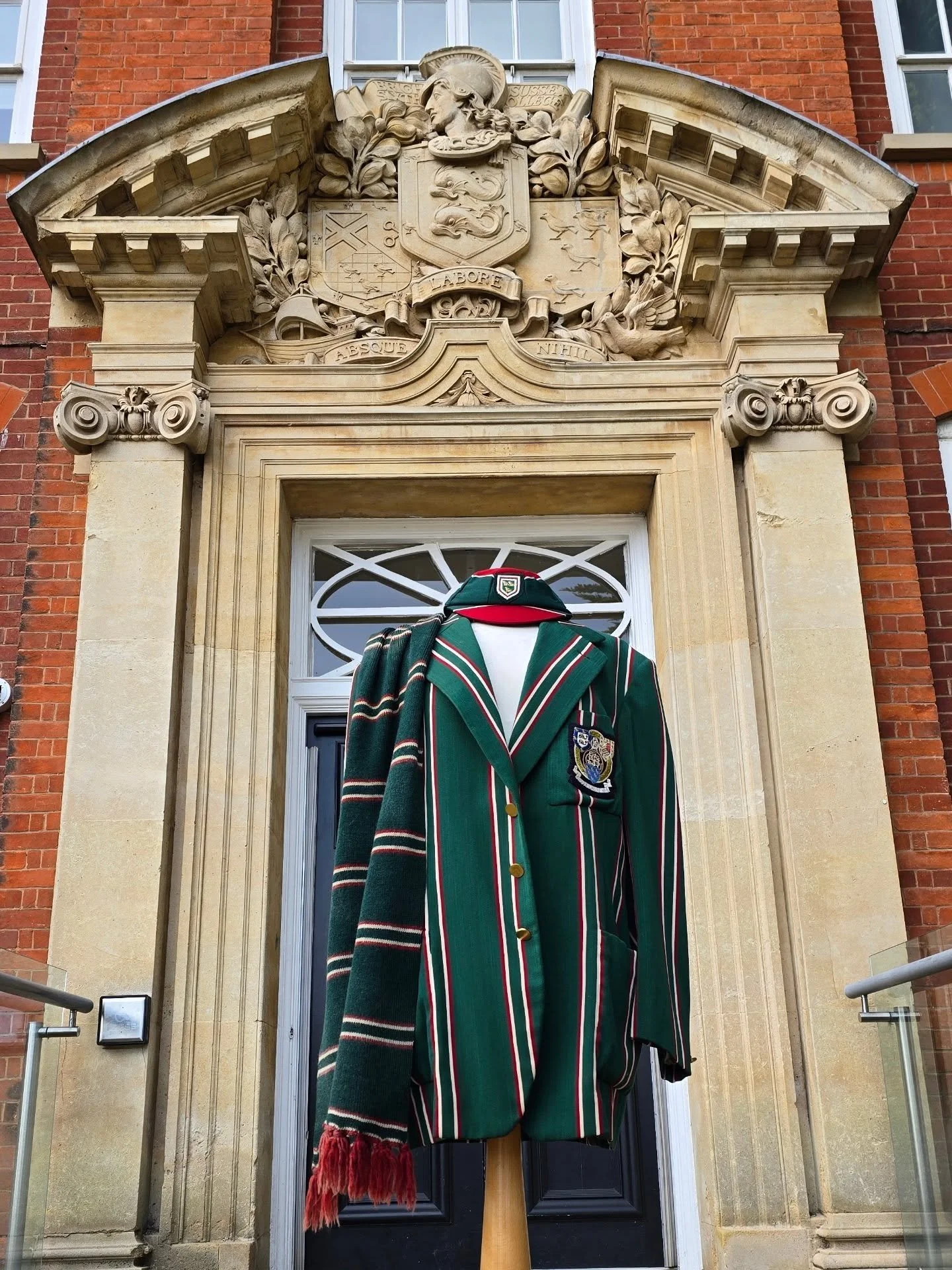 As part of our artefact display in the Main Hall, two mannequins will be on display.
The first mannequin is of the school uniform, featuring the school cap and scarf. 
The second features part of the Freemasons Regalia. This reflects the school being