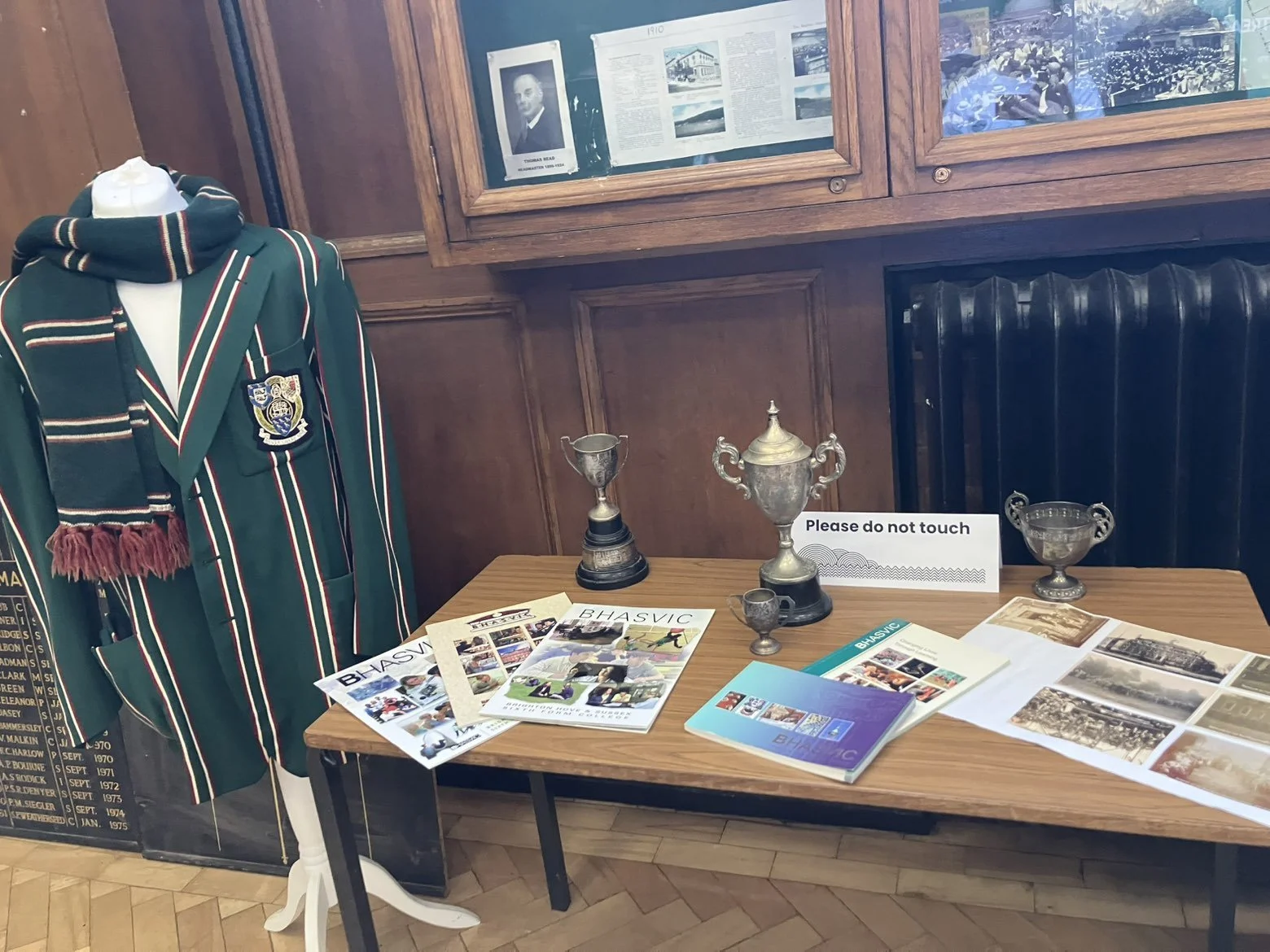 A small selection of the artefacts on display, including the school uniform