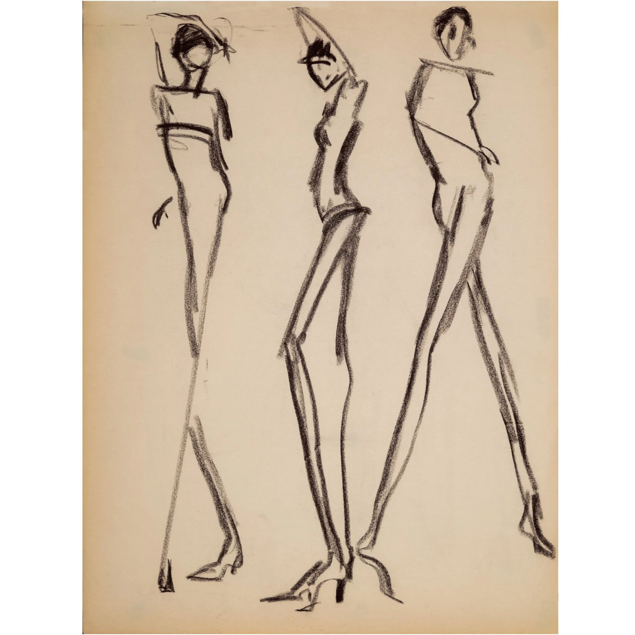 3 People Modeling Cream backround