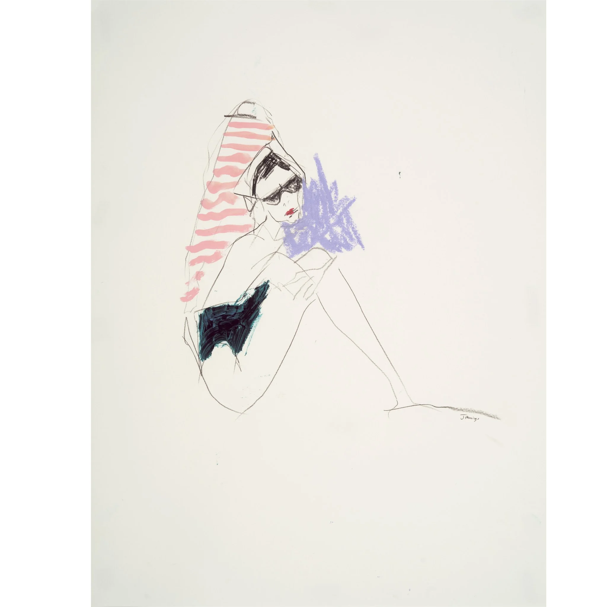 Girl With Towel Cream backround