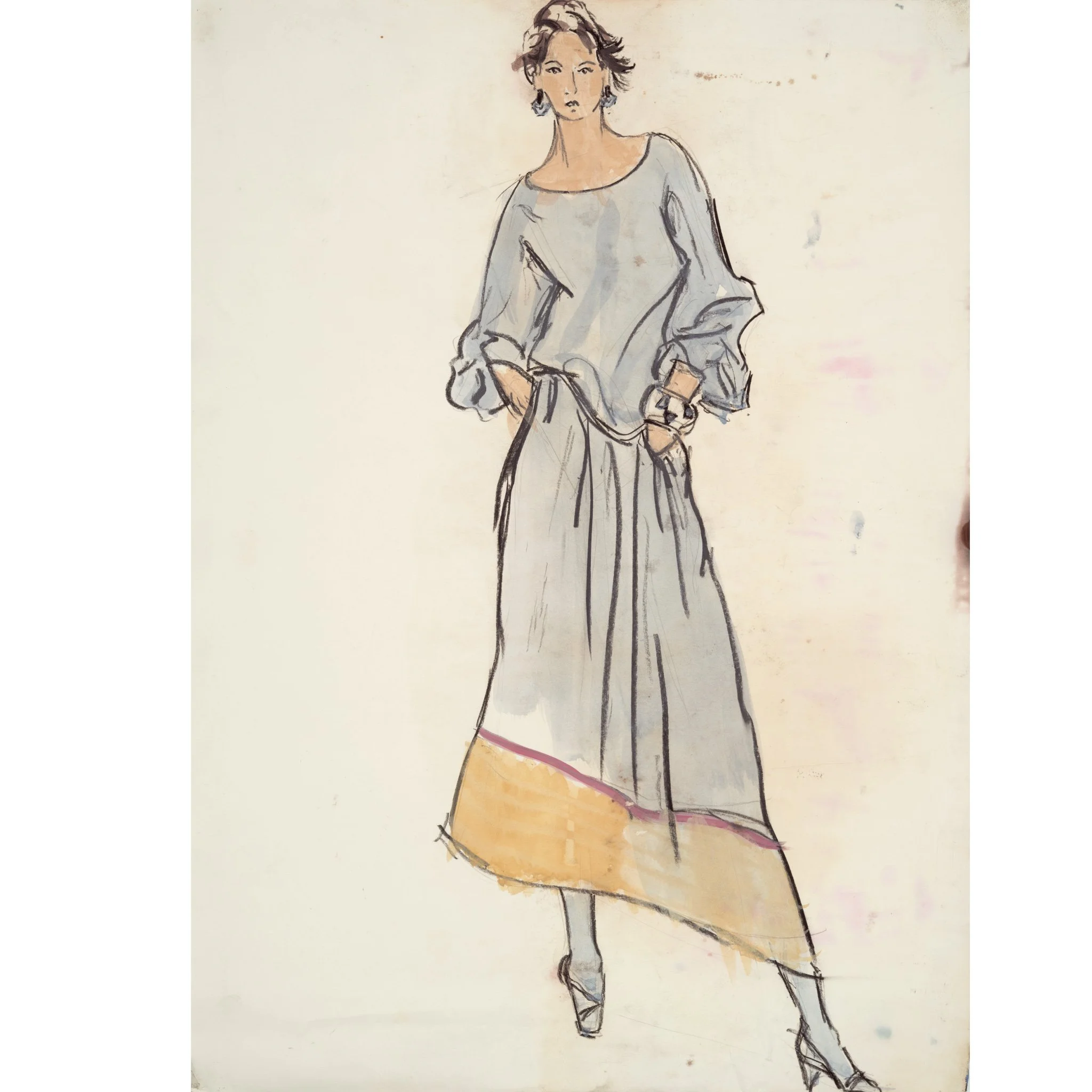 Woman In Dress Cream backround