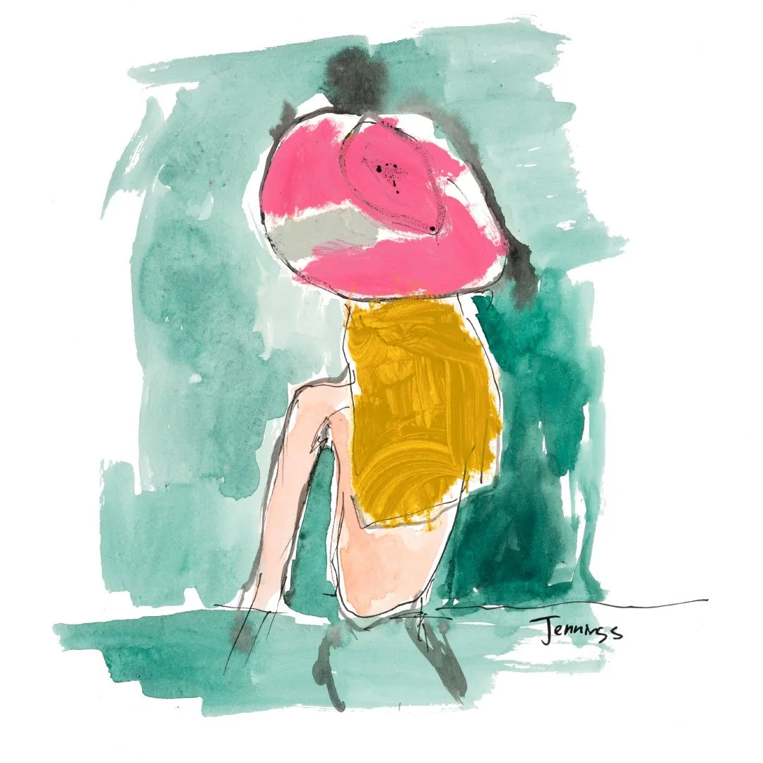 Pink Hat, Blue Water