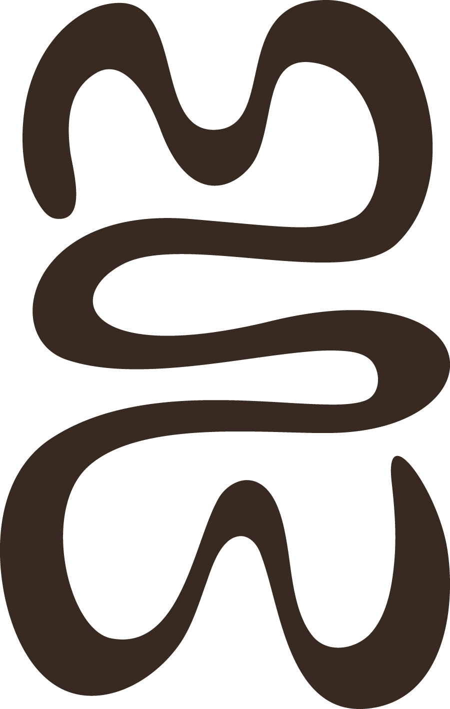 Abstract brown, wavy line design on black background.