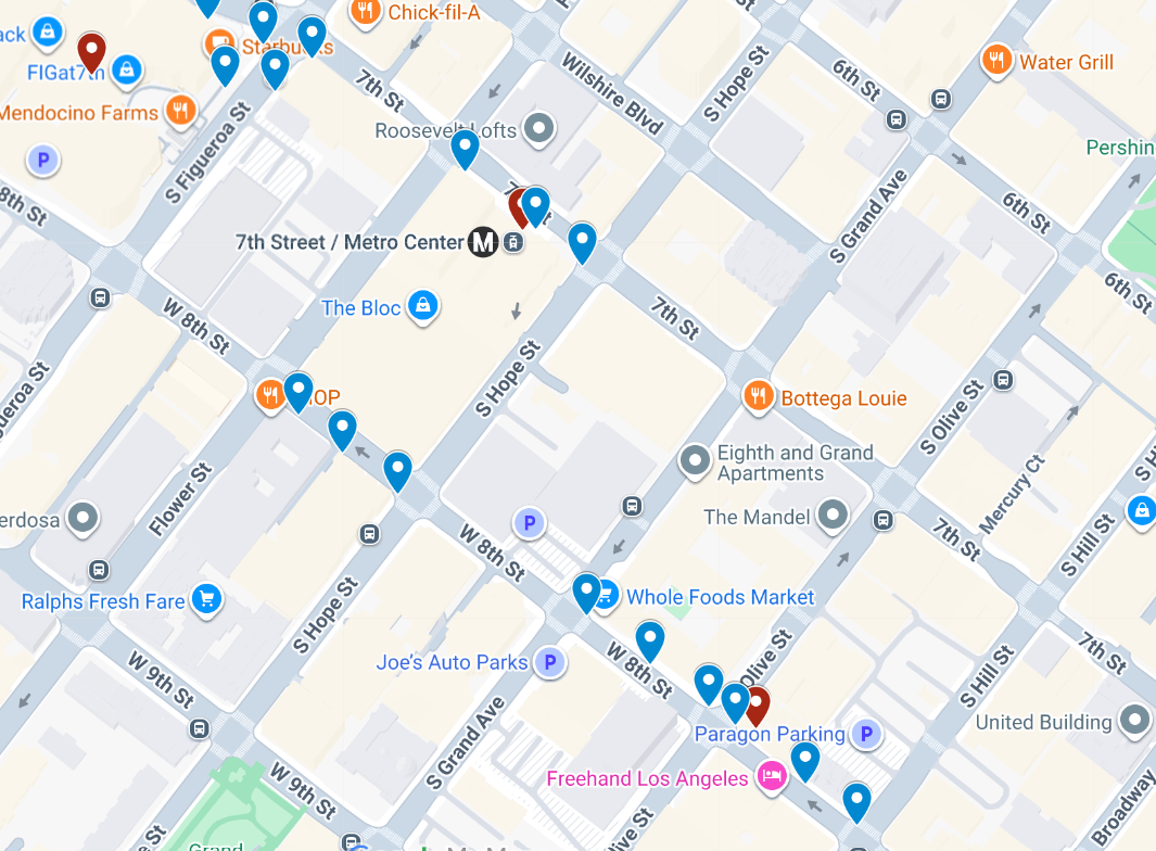 Street-level marketing map used for sidewalk stencil and decal planning