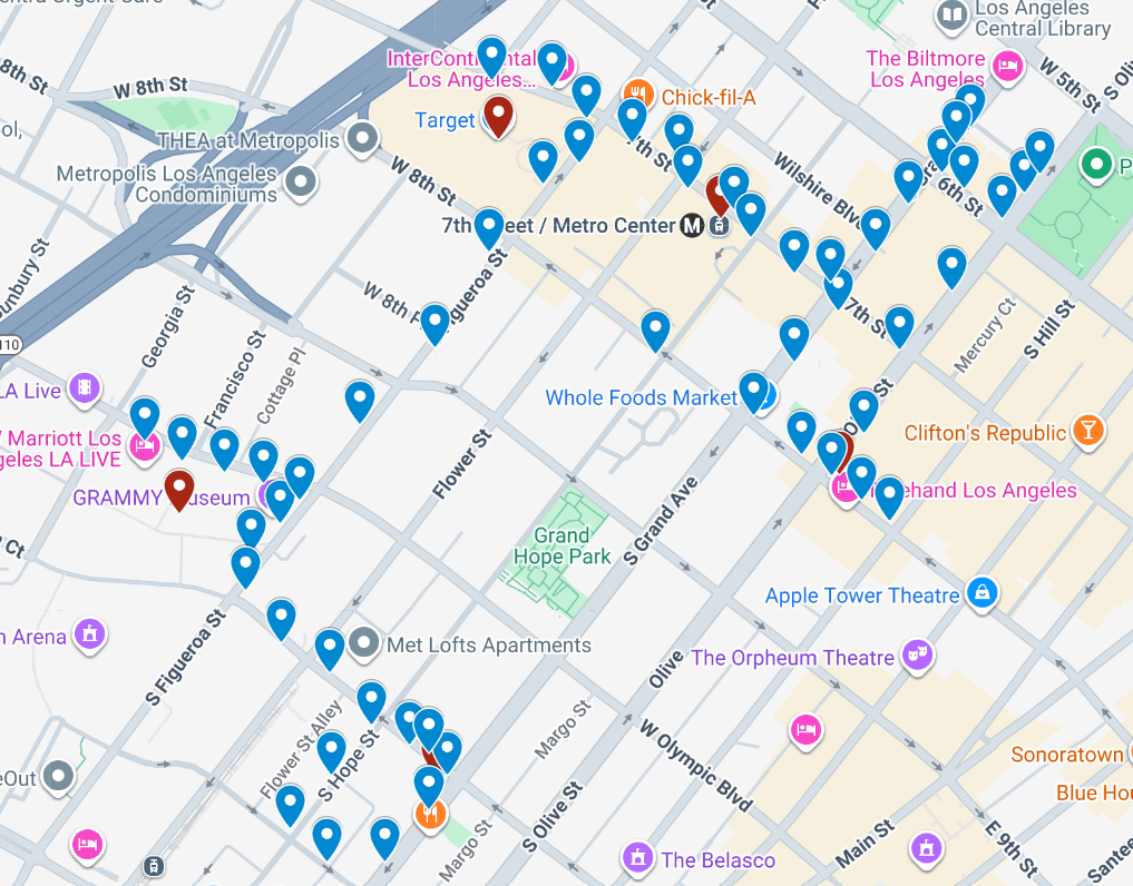 City map illustrating sidewalk stencil and decal placement strategy