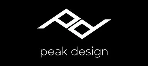 peak design logo - white on black
