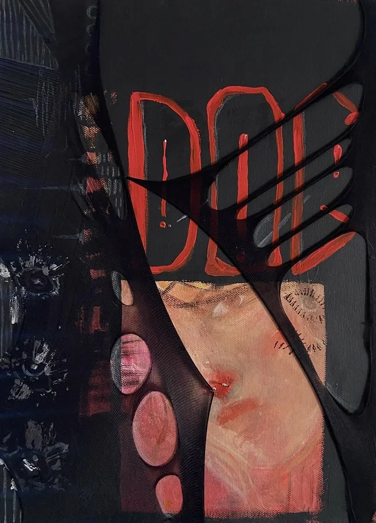 black and read abstract painting by Ilya Black
