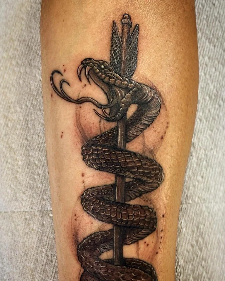 Bryant Howerton - Tattoo Artist - snake tattoo black & gray