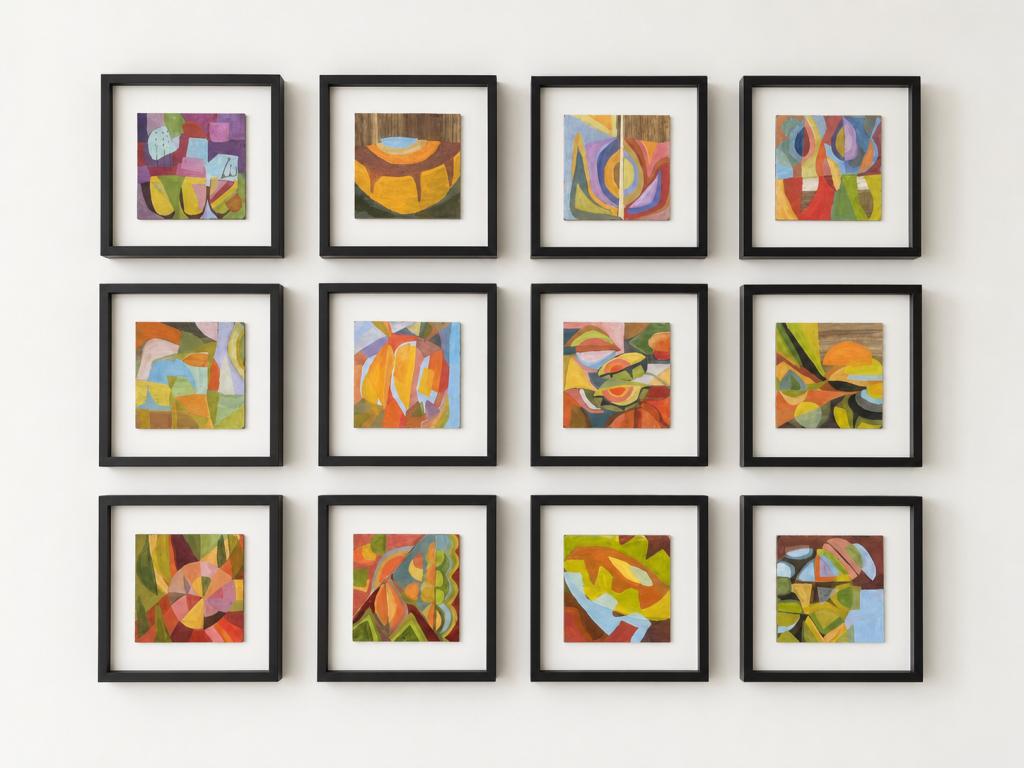 AbstractArt _ Melissa Friendlich_artist - 12 framed works on wall