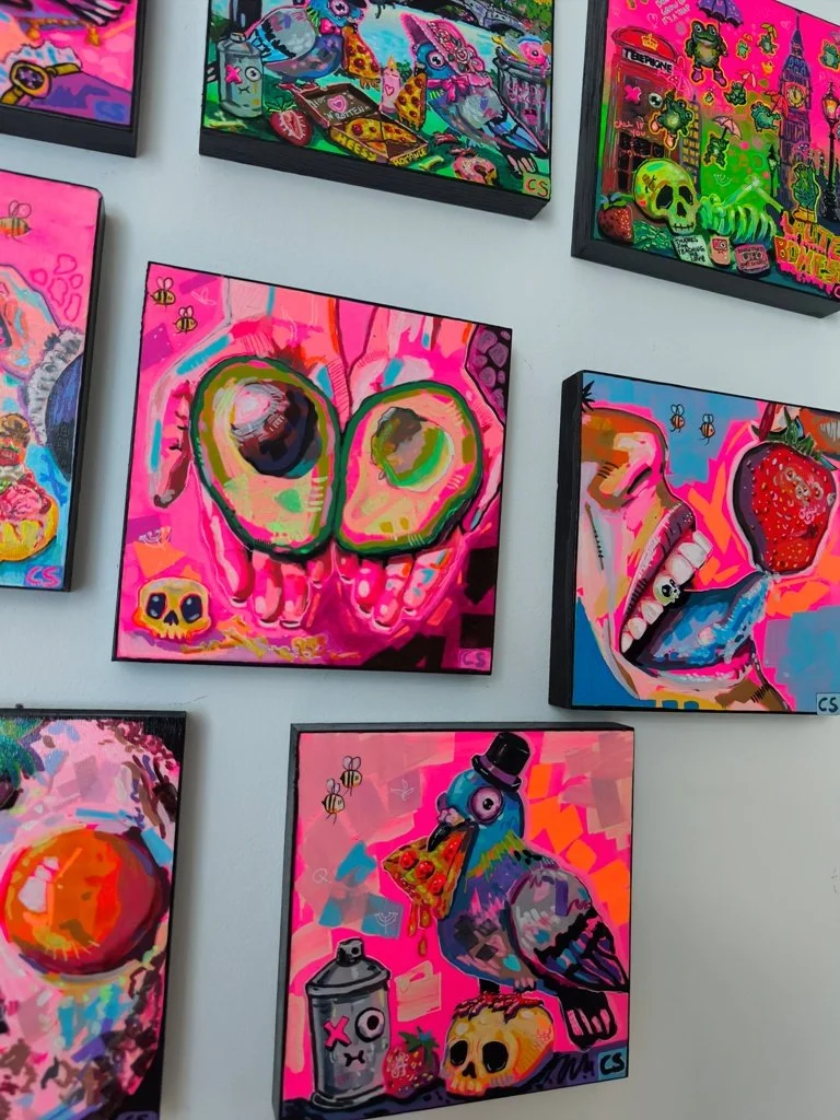 hand drawn postcards on wall by Claudia Schmidt_artist