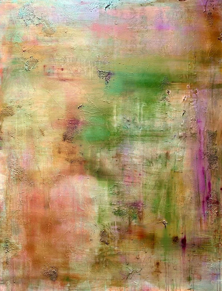 Abstract Art by Sada Stavrum - green, purplr, pink streaks