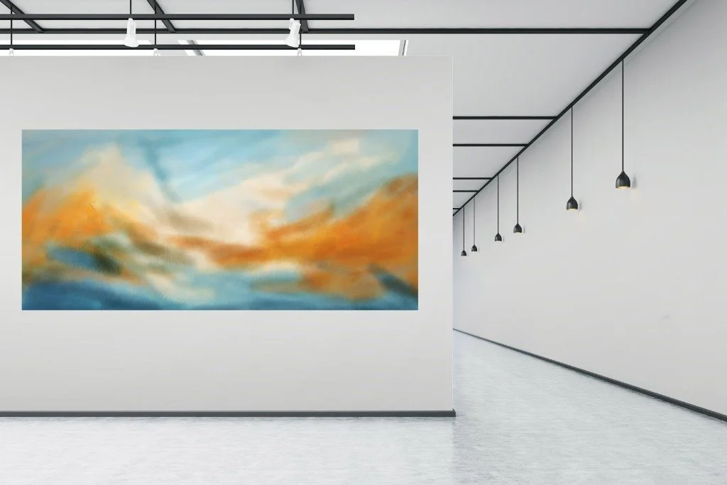 watercolor painting on gallery wall