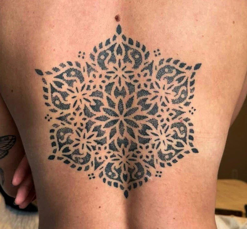 Elijah Rain-tattoos-SanDeigo, CA - Back Tattoo flower design
