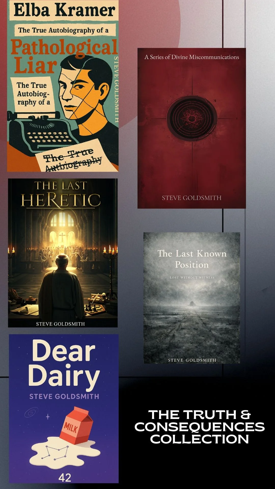 5 Book Covers of Novels written by Steve Goldsmith