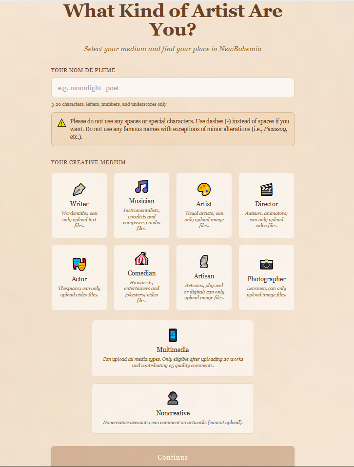 screen shot of NewBohemia.art webpage