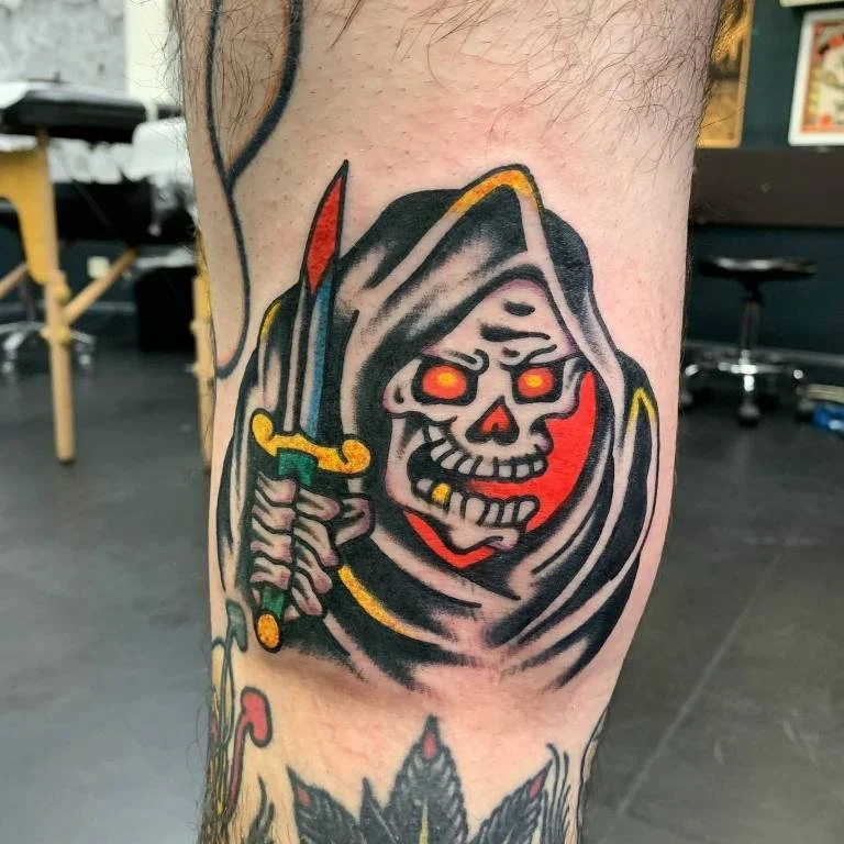 death with a knife - Traditional Tattoo Berlin - Tattoos by Mariano