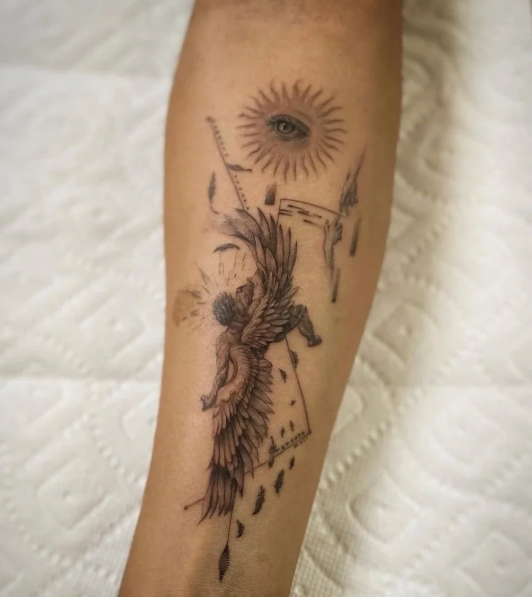 Bryant Howerton - Tattoo Artist - surrealistic angel on arm tattoo