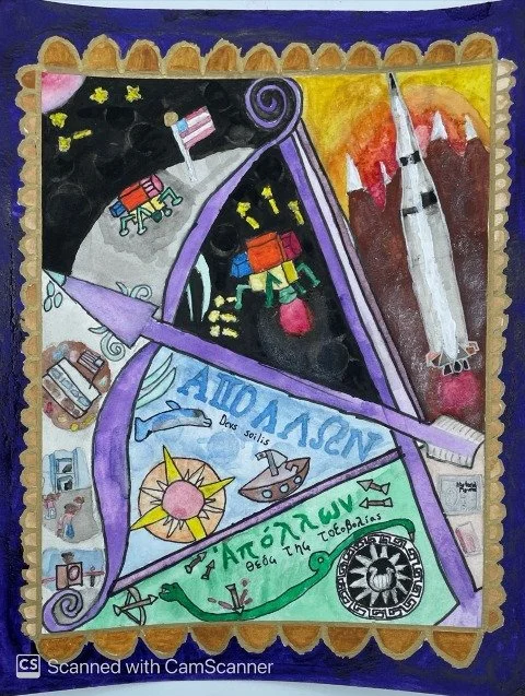 Adil Mukhi artist - Cosmos: From Olympus To The Moon Story 'Illumination' art - An artistic representation of the story 'Illumination,' exploring themes of mythology and space.