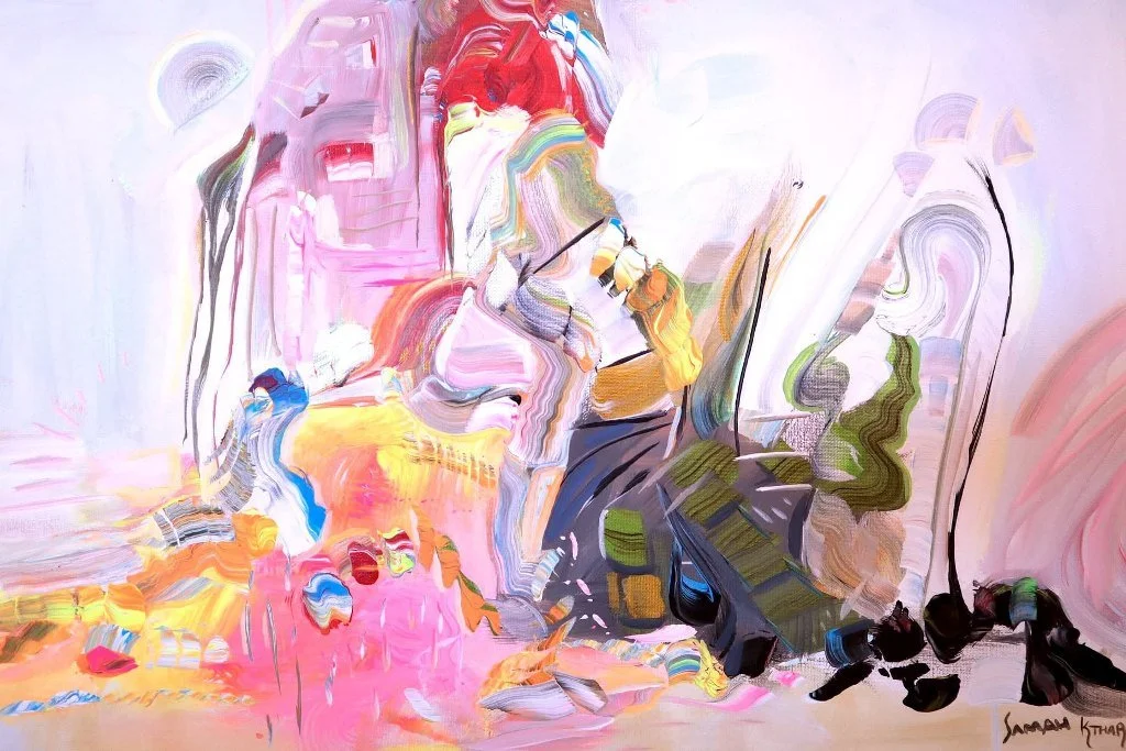 Abstract art - red and pink tones - by Samah Kthar