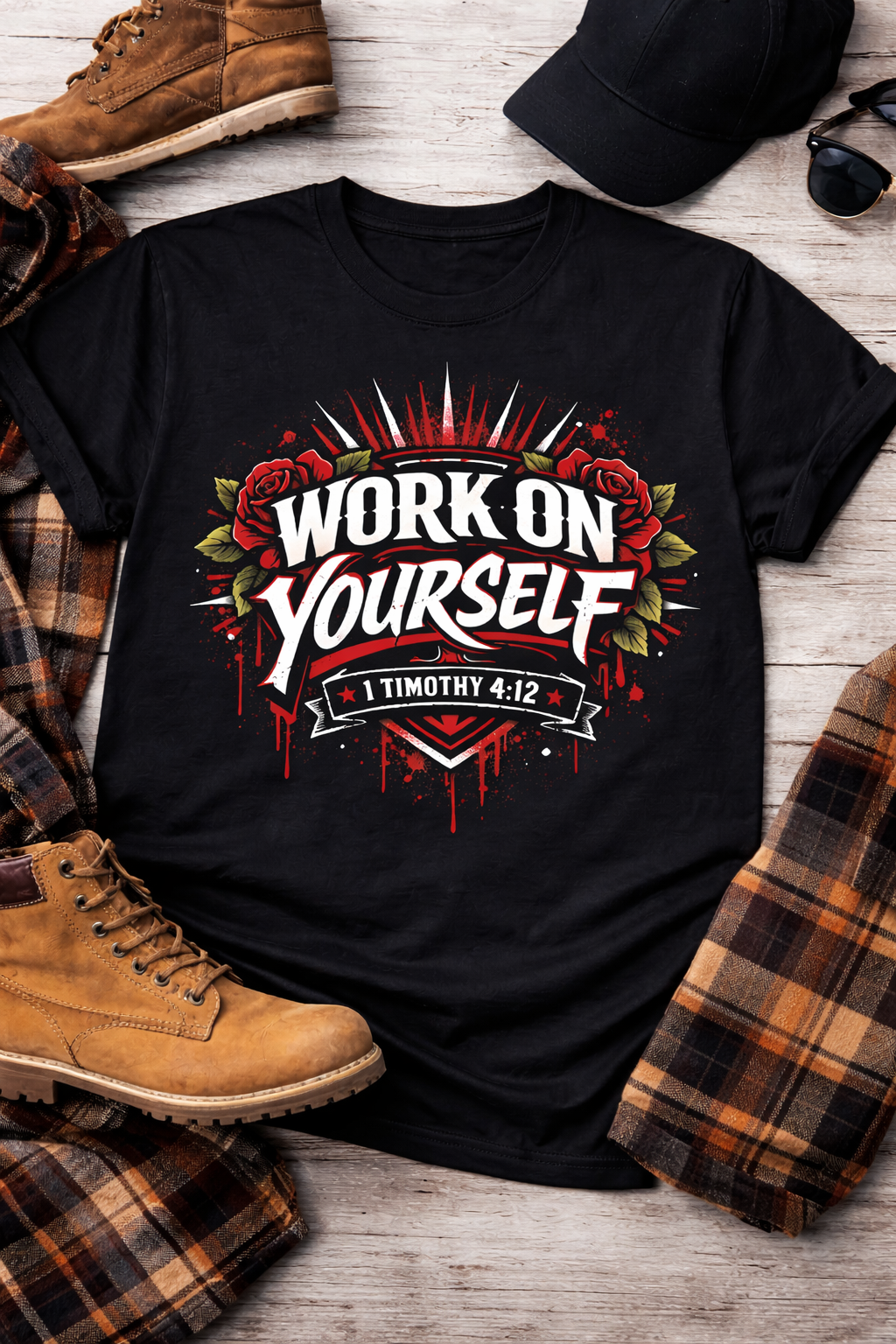 Work On Yourself Short Sleeve Rose