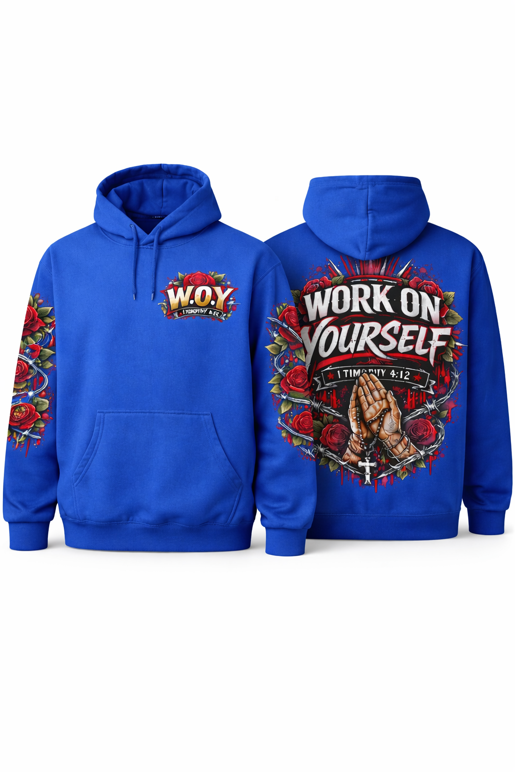 Work On Yourself™ Rose & Scripture Hoodie