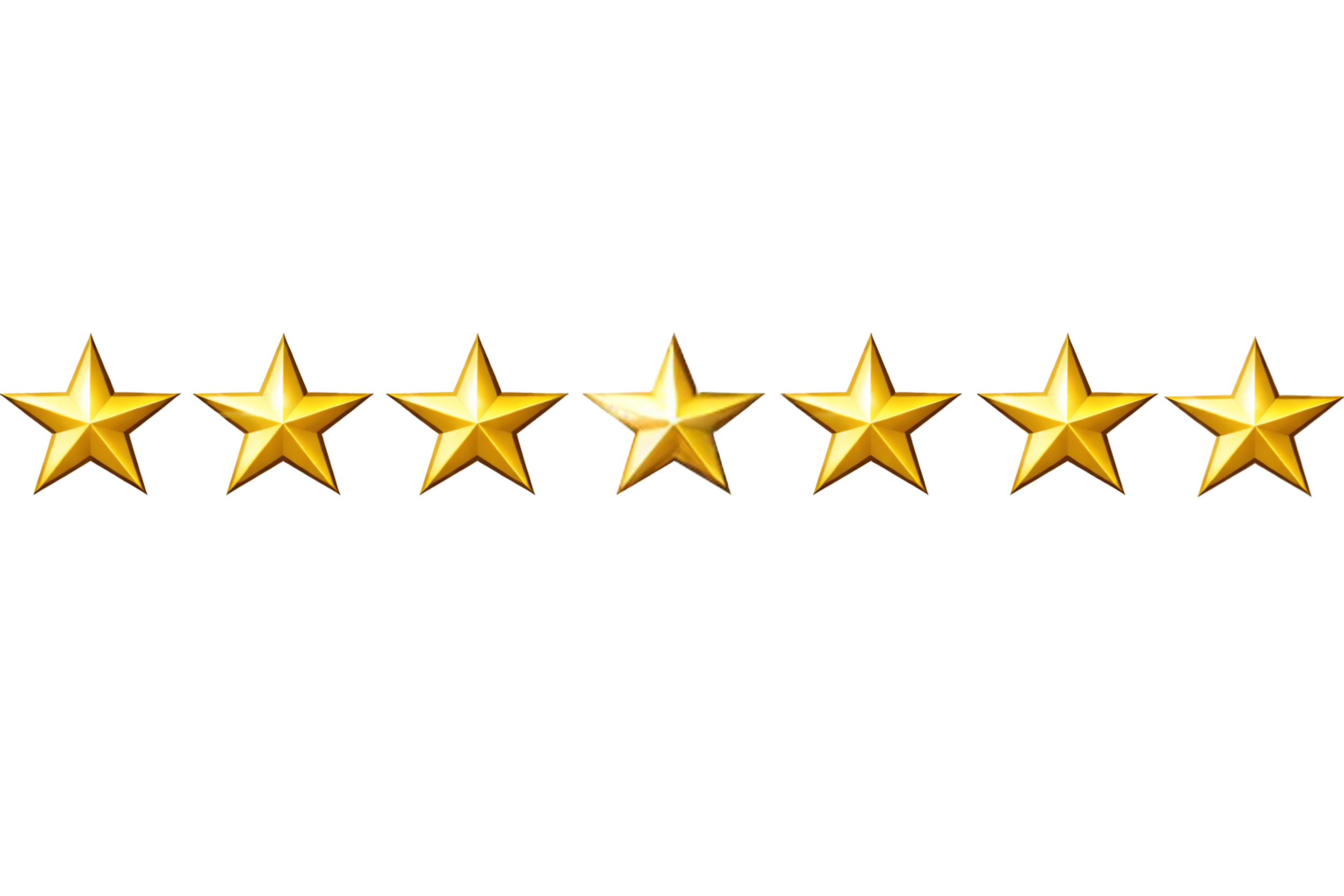 Seven gold stars with the text 'Rate your experience' above, and 'Your feedback helps us improve' below.